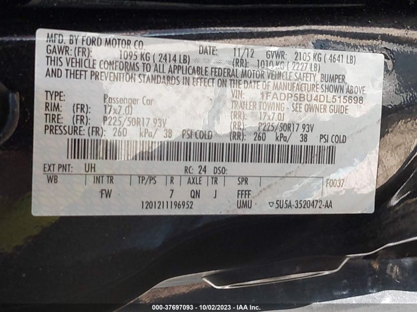 2013 FORD C-MAX HYBRID SEL - 1FADP5BU4DL515698