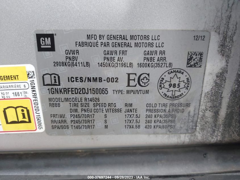 2013 CHEVROLET TRAVERSE LS - 1GNKRFED2DJ150065