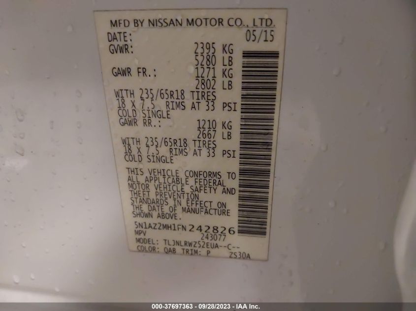 2015 NISSAN MURANO SL - 5N1AZ2MH1FN242826