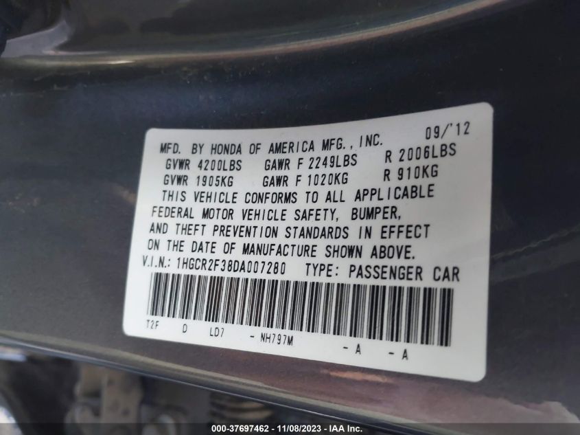 2013 HONDA ACCORD LX - 1HGCR2F38DA007280