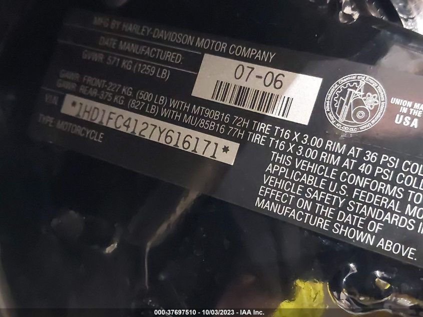 2007 HARLEY-DAVIDSON FLHTCUI 1HD1FC4127Y616171