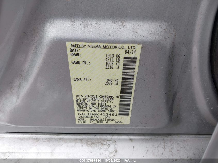 2014 NISSAN ALTIMA 2.5 - 1N4AL3AP6EC412461