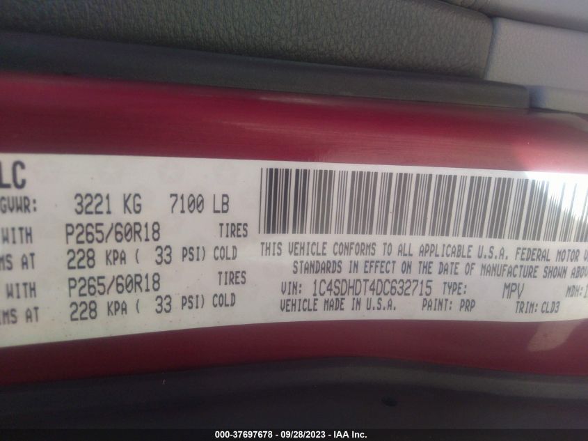 2013 DODGE DURANGO CREW - 1C4SDHDT4DC632715