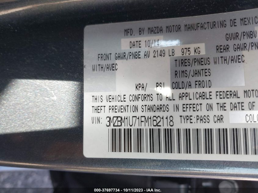 2015 MAZDA MAZDA3 I SPORT - 3MZBM1U71FM162118