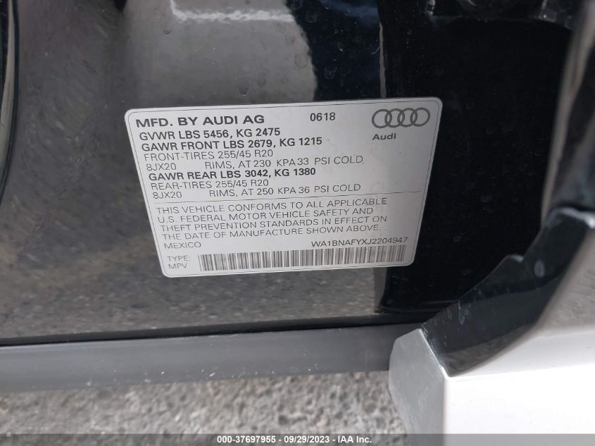 WA1BNAFYXJ2204947 2018 AUDI Q5, photo no. 9