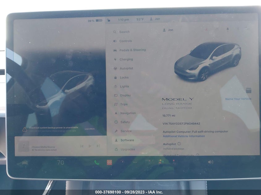 2023 TESLA MODEL Y DUAL MOTOR FR AC IND(VIN: 7SAYGDEF2PA049442