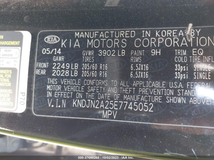 2014 KIA SOUL - KNDJN2A25E7745052