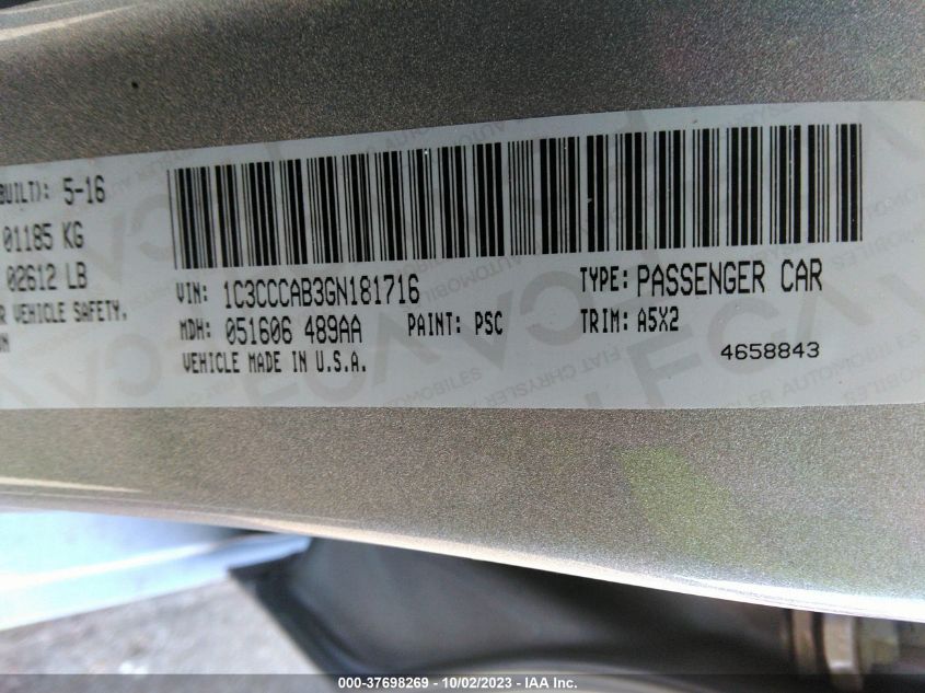 2016 CHRYSLER 200 LIMITED - 1C3CCCAB3GN181716
