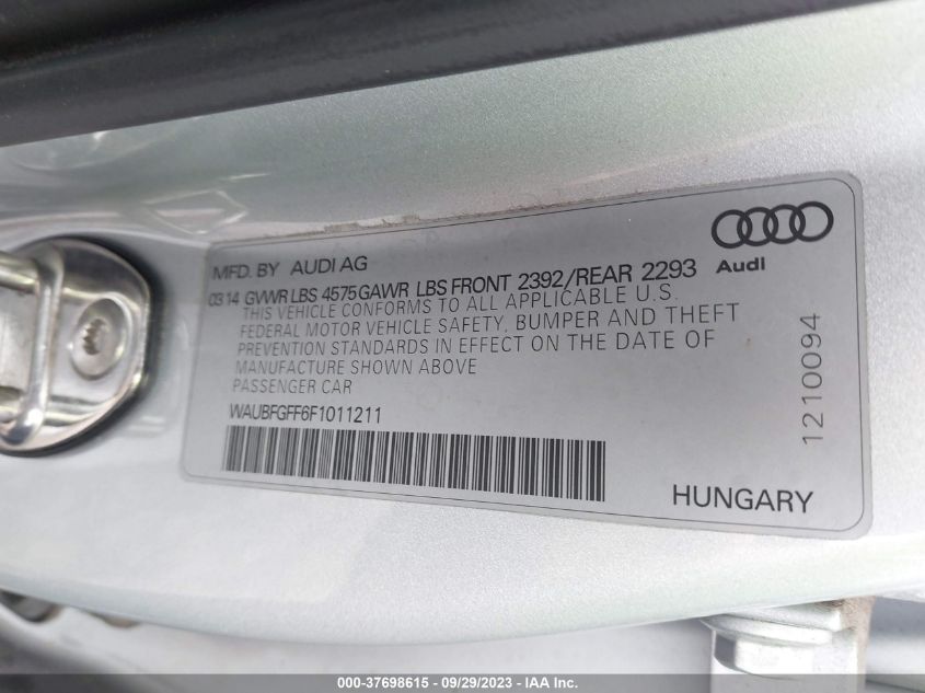 2015 AUDI S3/A3 2.0T PREMIUM WAUBFGFF6F1011211