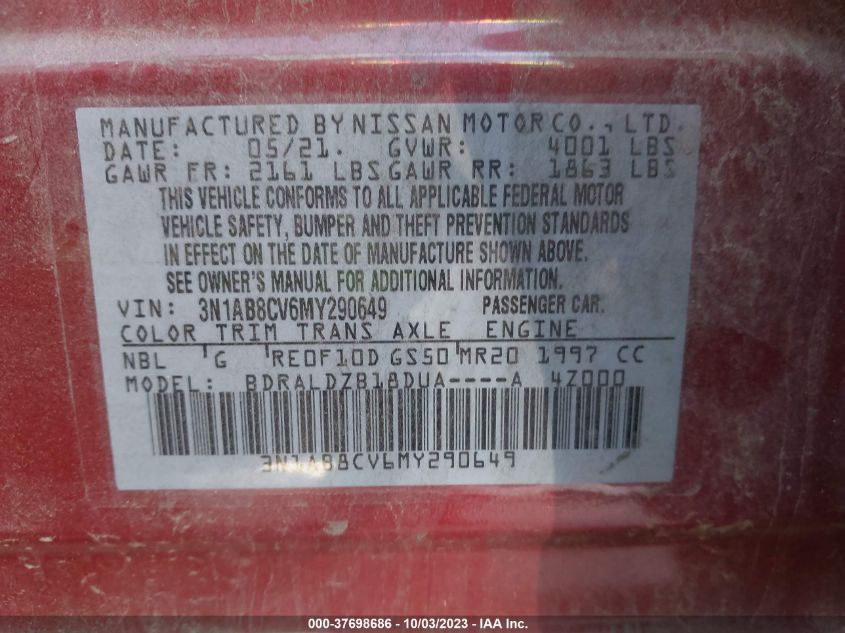 2021 NISSAN SENTRA SV - 3N1AB8CV6MY290649