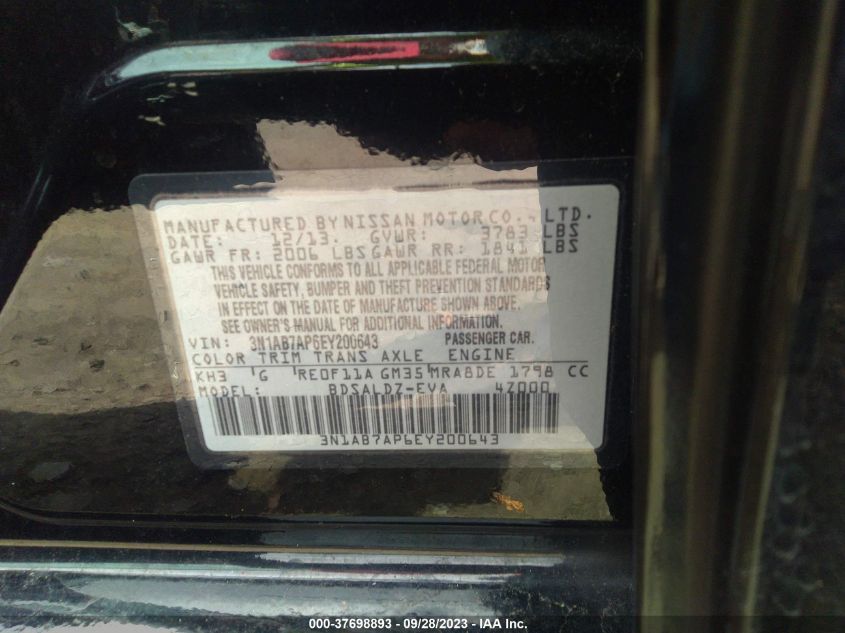 2014 NISSAN SENTRA SV - 3N1AB7AP6EY200643