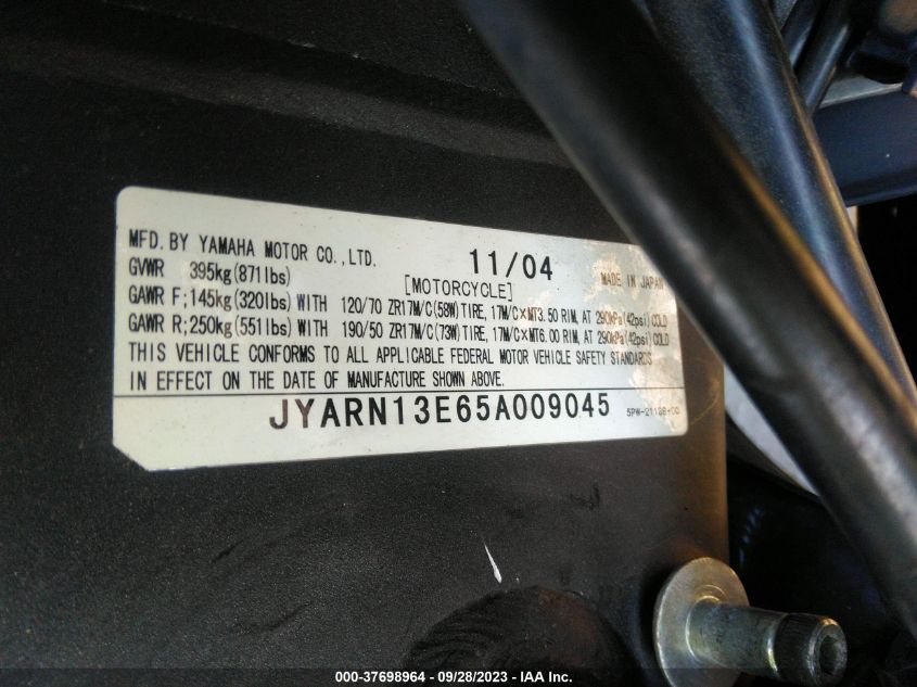 2005 YAMAHA YZFR1 JYARN13E65A009045