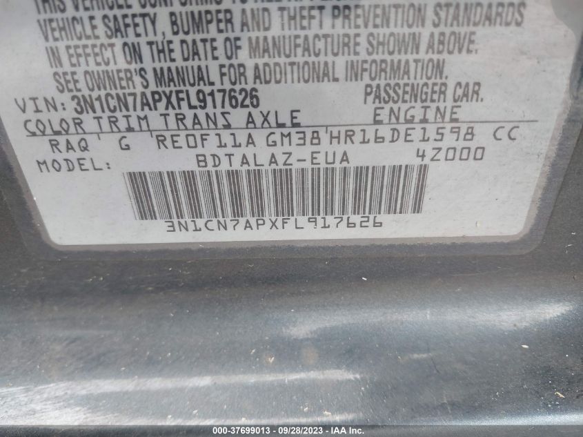 2015 NISSAN VERSA S PLUS - 3N1CN7APXFL917626