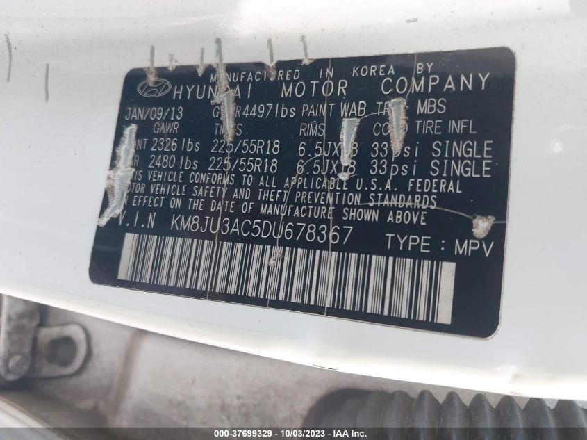 2013 HYUNDAI TUCSON LIMITED - KM8JU3AC5DU678367