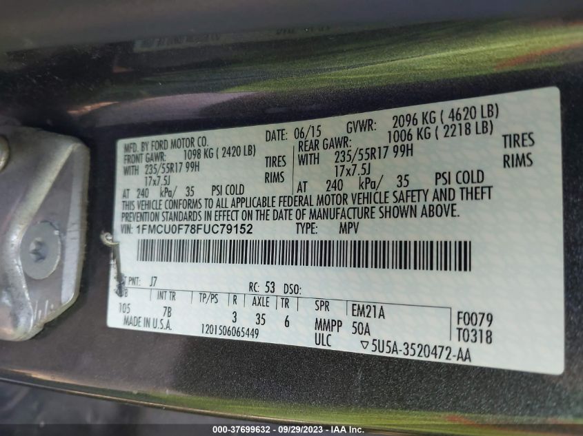 2015 FORD ESCAPE S - 1FMCU0F78FUC79152