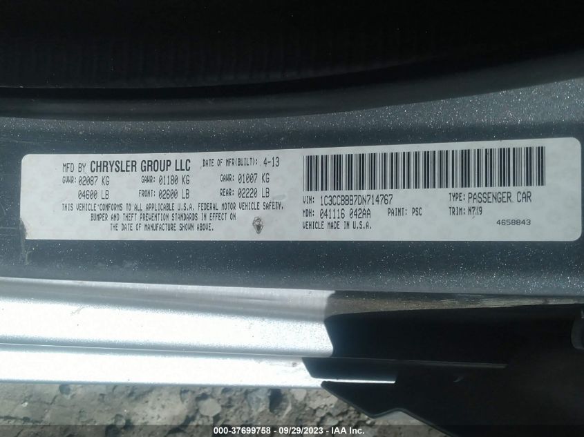 2013 CHRYSLER 200 TOURING - 1C3CCBBB7DN714767