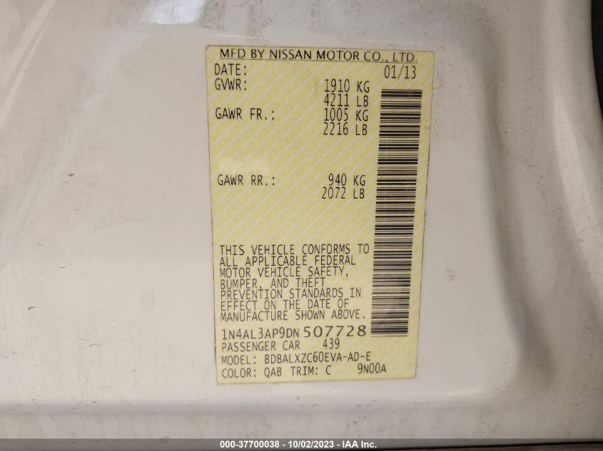 2013 NISSAN ALTIMA 2.5 SL - 1N4AL3AP9DN507728