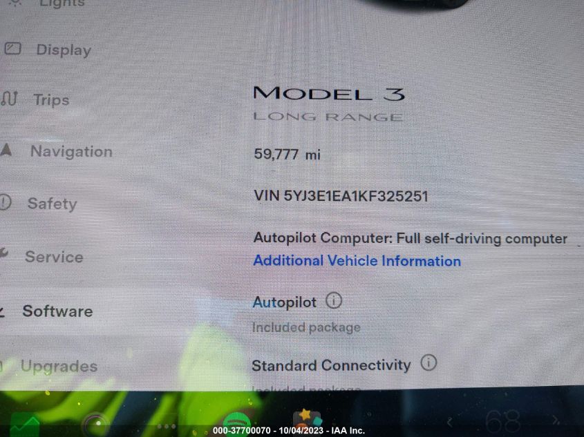 2019 TESLA MODEL 3 RANGE - 5YJ3E1EA1KF325251