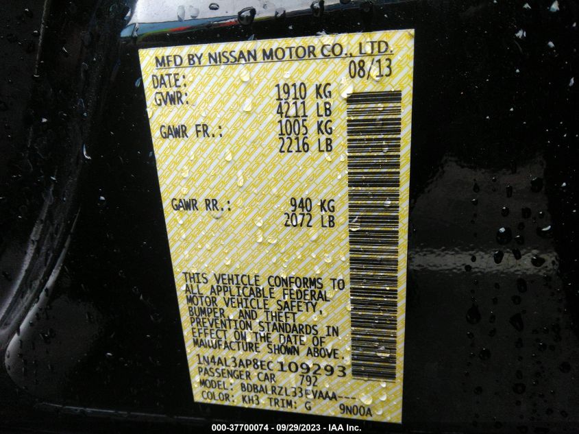 2014 NISSAN ALTIMA 2.5 S - 1N4AL3AP8EC109293
