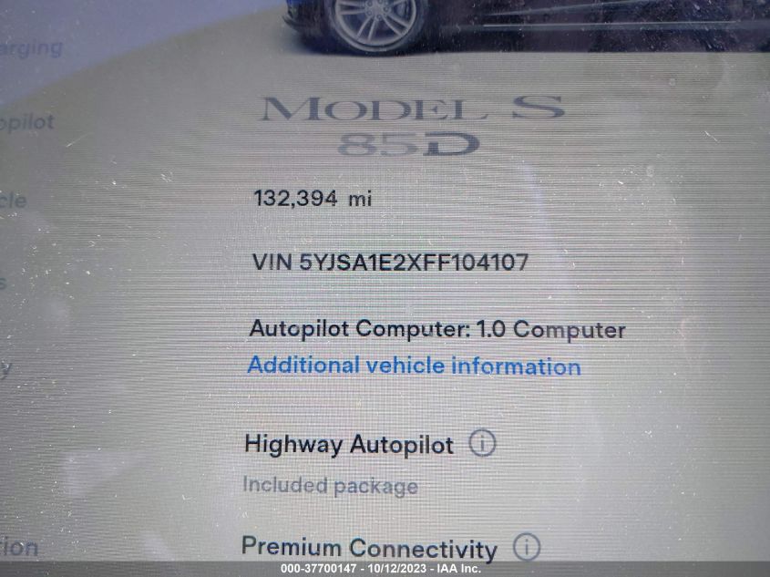 2015 TESLA MODEL S 85D/70D/90D/P90D - 5YJSA1E2XFF104107