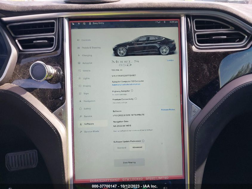 2015 TESLA MODEL S 85D/70D/90D/P90D - 5YJSA1E2XFF104107