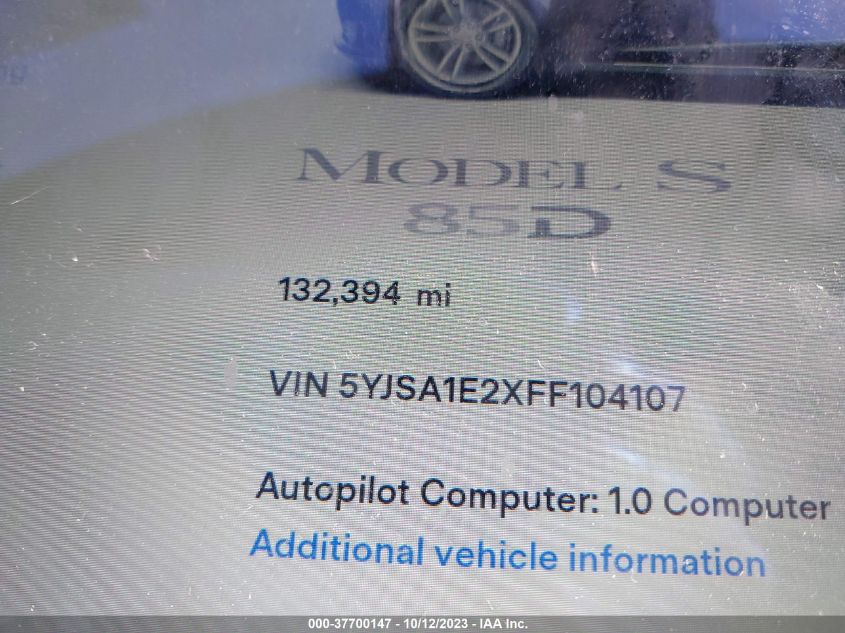 2015 TESLA MODEL S 85D/70D/90D/P90D - 5YJSA1E2XFF104107