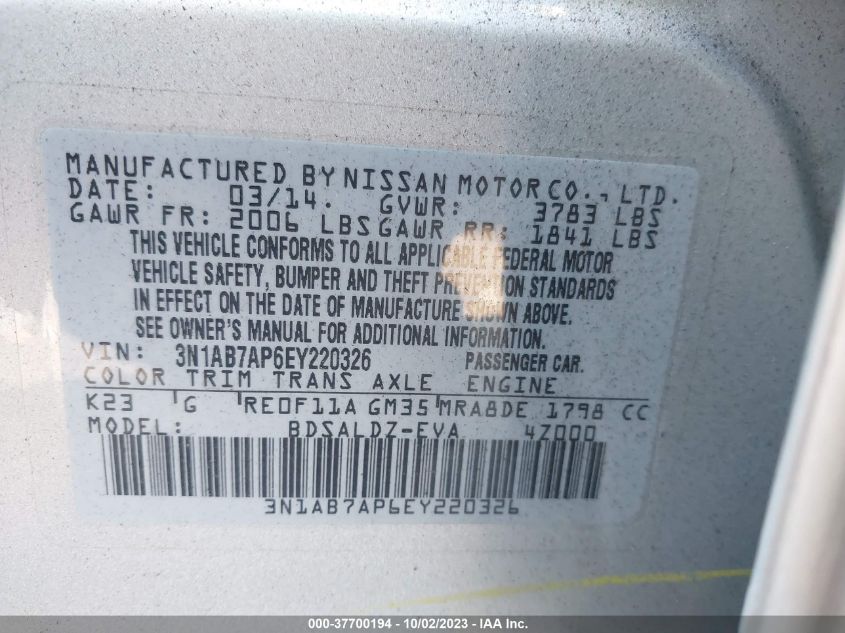 2014 NISSAN SENTRA SV - 3N1AB7AP6EY220326