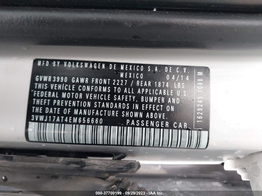 2014 VOLKSWAGEN BEETLE COUPE 1.8T W/PREMIUM 3VWJ17AT4EM656660