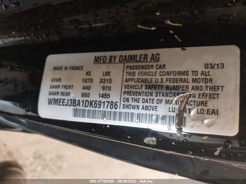 2013 SMART FORTWO PASSION WMEEJ3BA1DK691786