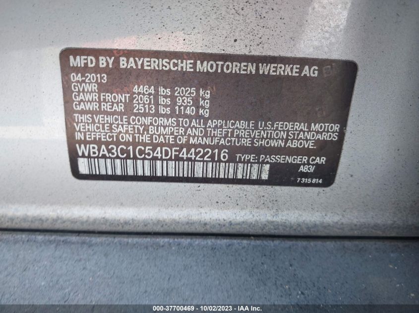 2013 BMW 328I - WBA3C1C54DF442216