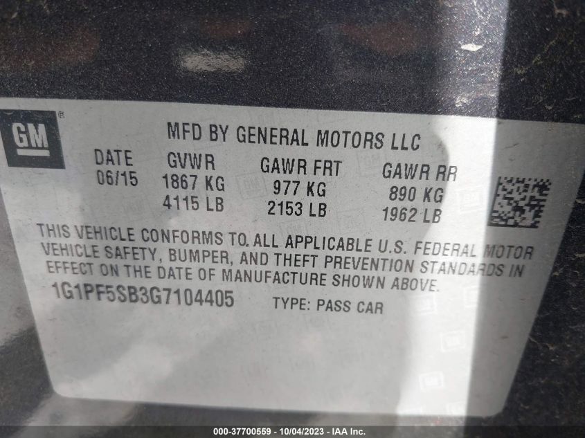 2016 CHEVROLET CRUZE LIMITED LT - 1G1PF5SB3G7104405