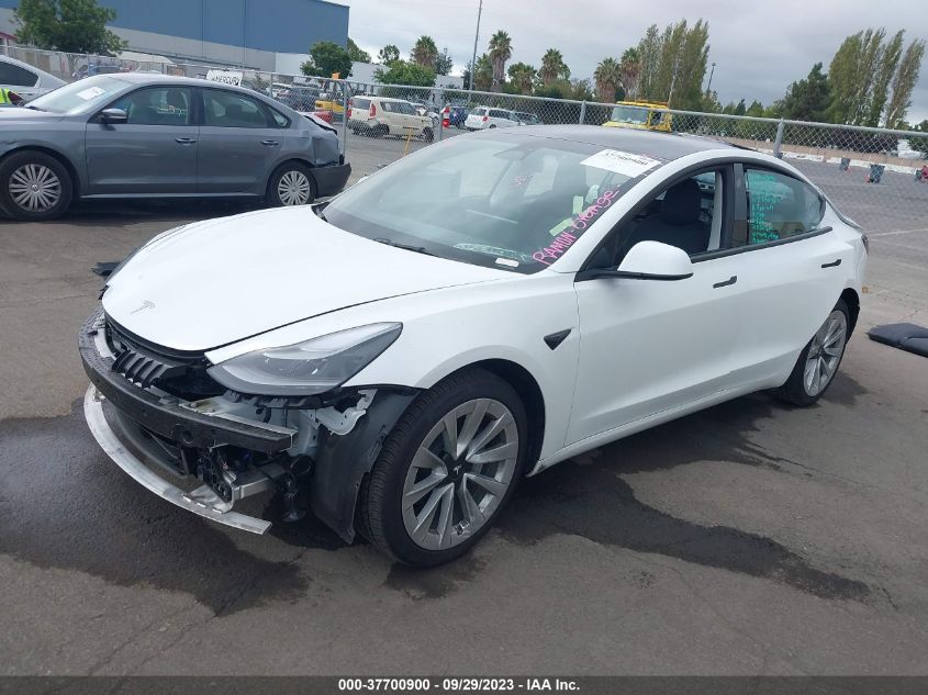 VIN 5YJ3E1EB2NF199818 2022 TESLA MODEL 3 LONG RANGE