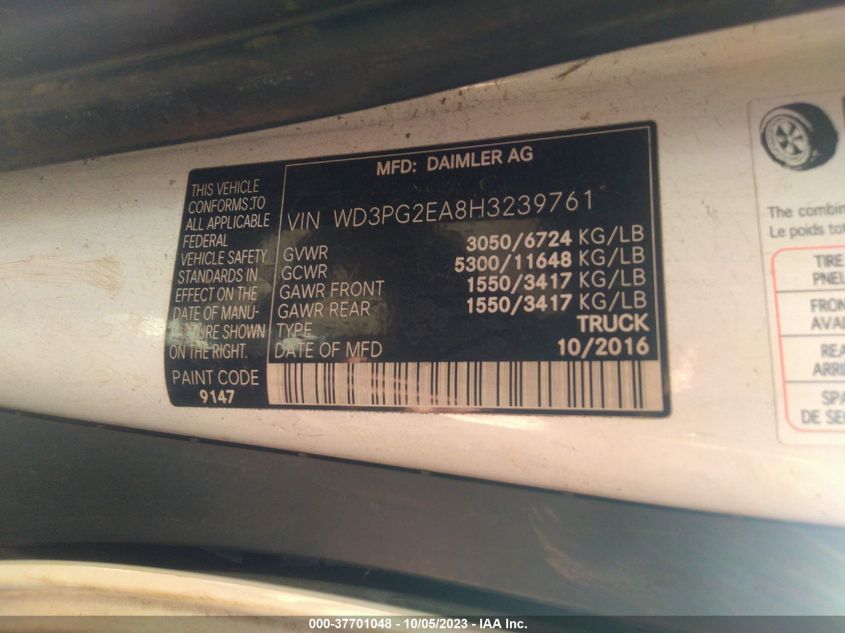 2017 MERCEDES-BENZ METRIS CARGO VAN - WD3PG2EA8H3239761