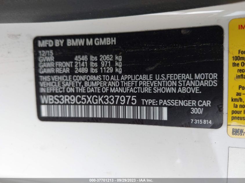 2016 BMW M4 - WBS3R9C5XGK337975