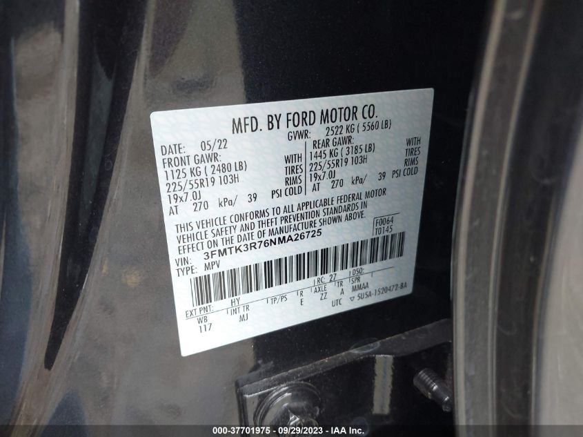 2022 FORD MUSTANG MACH-E PREMIUM 3FMTK3R76NMA26725