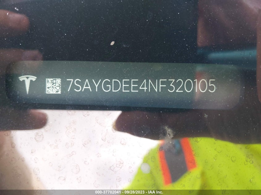 2022 TESLA MODEL Y DUAL MOTOR FR AC IND(VIN: 7SAYGDEE4NF320105