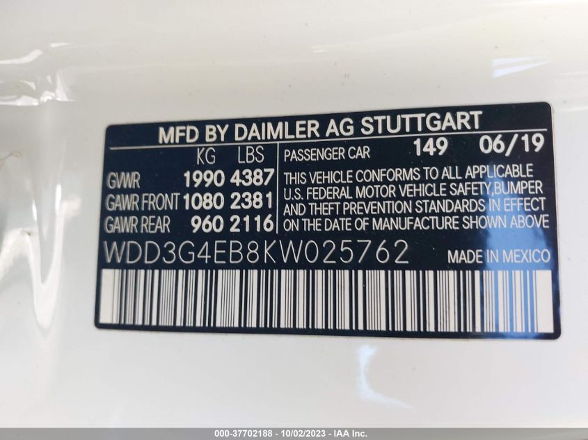 2019 MERCEDES-BENZ A 220 - WDD3G4EB8KW025762