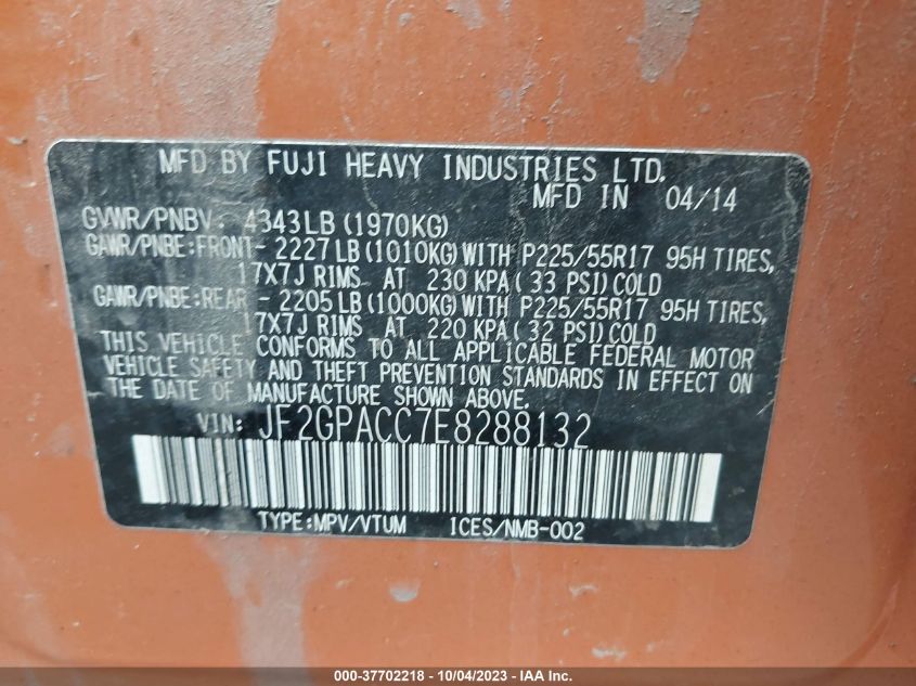 2014 SUBARU XV CROSSTREK PREMIUM - JF2GPACC7E8288132