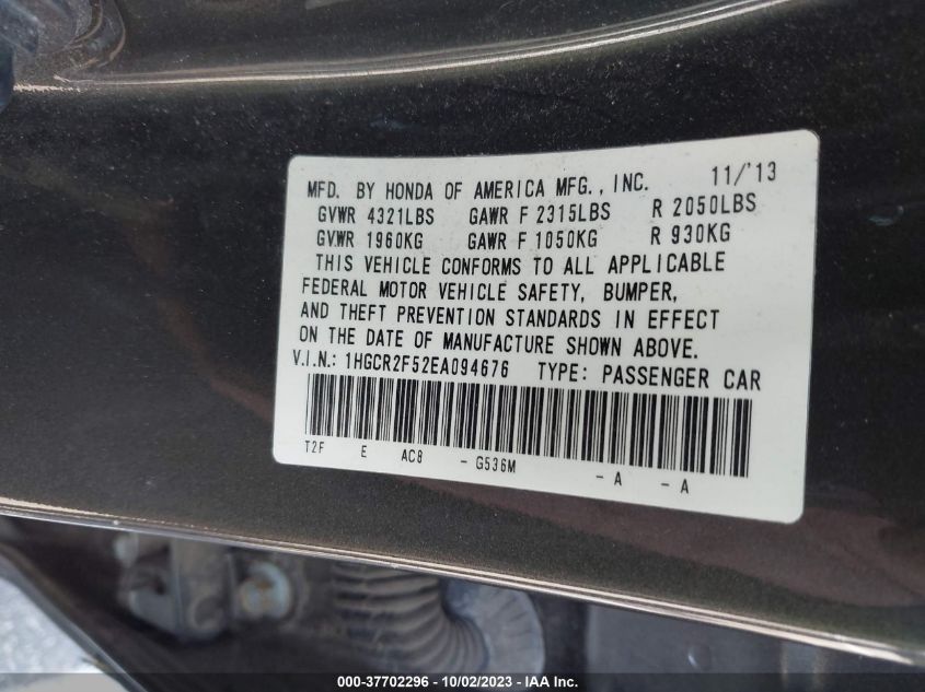 2014 HONDA ACCORD SPORT - 1HGCR2F52EA094676