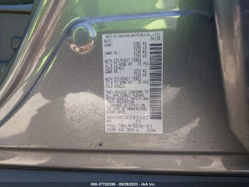 2018 NISSAN ROGUE SV - 5N1AT2MT7JC795507