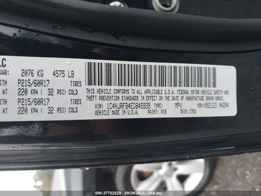 2014 JEEP PATRIOT LATITUDE - 1C4NJRFB4ED845935