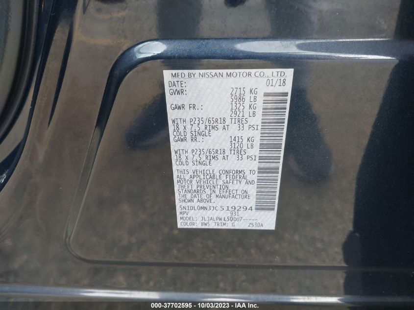 2018 INFINITI QX60 - 5N1DL0MN3JC519294