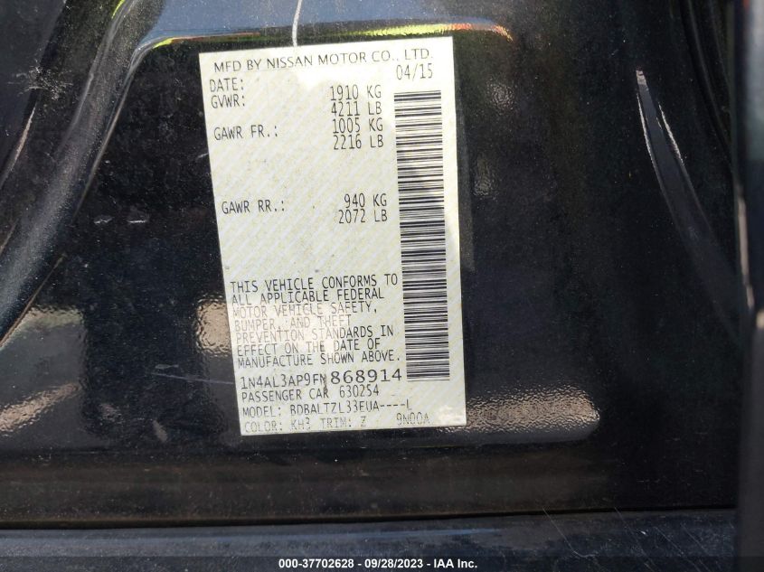 2015 NISSAN ALTIMA 2.5 SL - 1N4AL3AP9FN868914