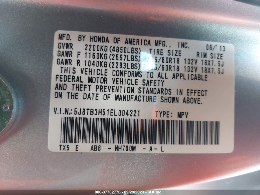 2014 ACURA RDX TECH PKG - 5J8TB3H51EL004221