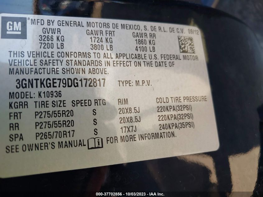 2013 CHEVROLET AVALANCHE LTZ - 3GNTKGE79DG172817