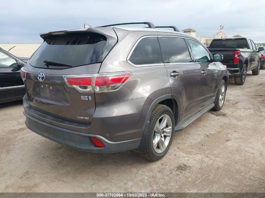 2016 TOYOTA HIGHLANDER HYBRID LIMITED - 5TDDCRFH4GS018695