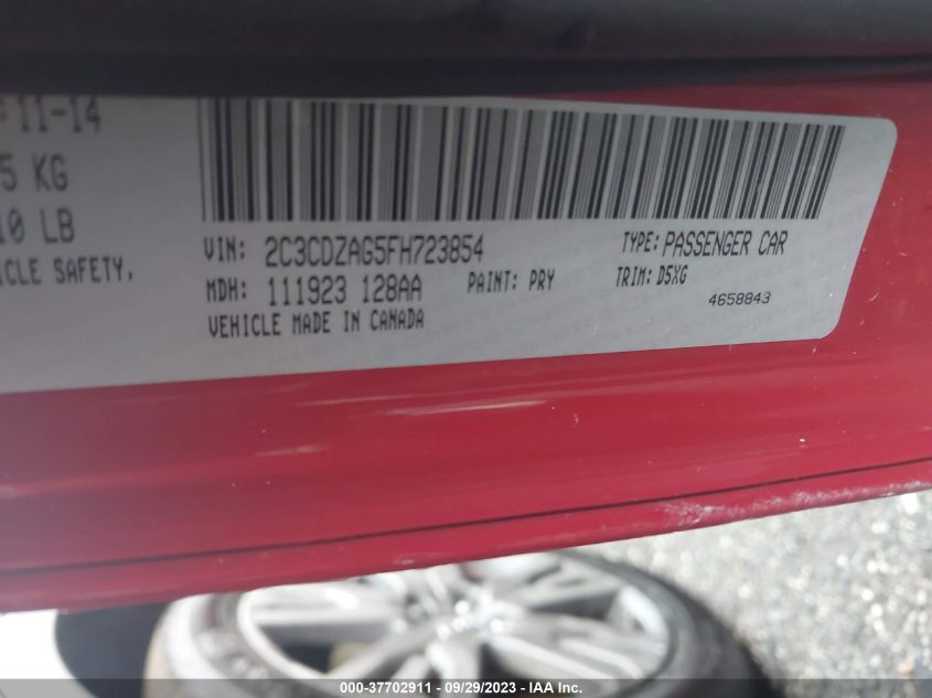 2015 DODGE CHALLENGER SXT - 2C3CDZAG5FH723854