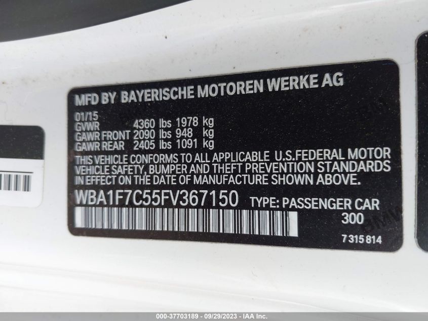 2015 BMW 2 SERIES 228I XDRIVE WBA1F7C55FV367150