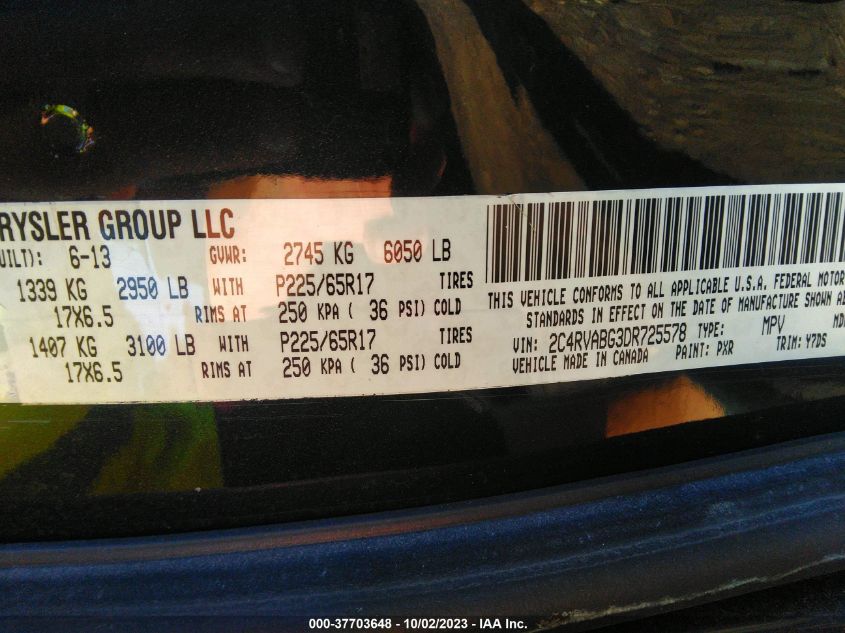 2013 VOLKSWAGEN ROUTAN SE W/RSE & NAVIGATION 2C4RVABG3DR725578