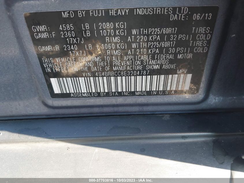 2014 SUBARU OUTBACK 2.5I PREMIUM - 4S4BRBCC8E3204787